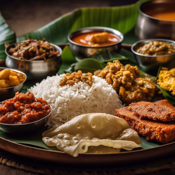 Gourmet meal with grilled meat and rice generated by artificial intelligence